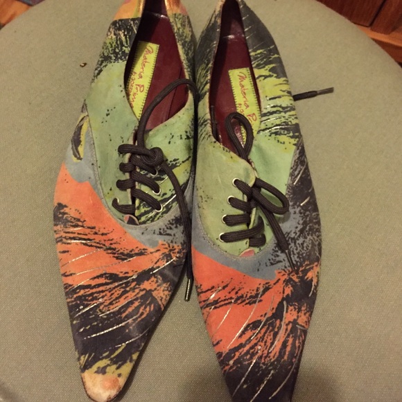 Vintage Materia Prima hand painted laced flats - Picture 2 of 8